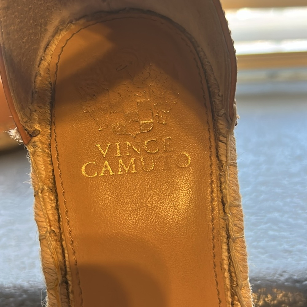 Wedge sandals, leather top, light brown/tan color; size 9 - Picture 4 of 5